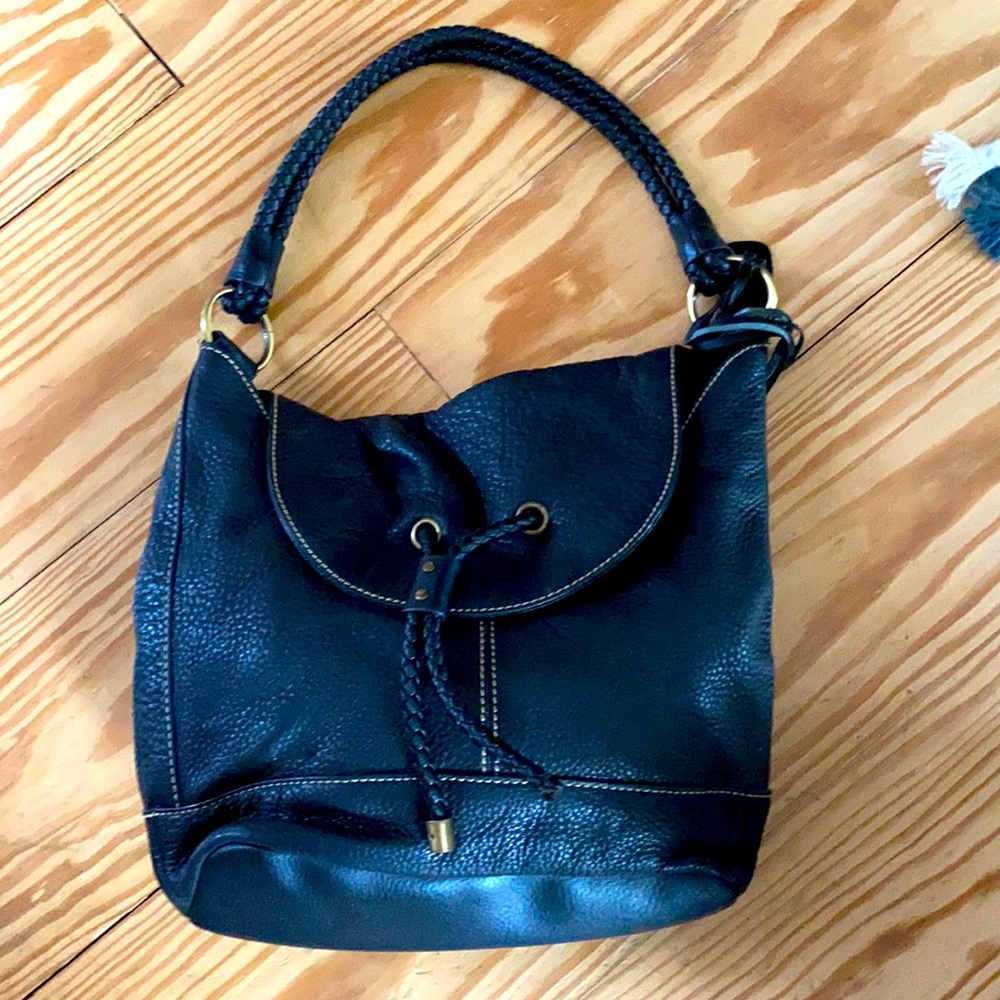 Chaps Pebble Leather Shoulder Purse